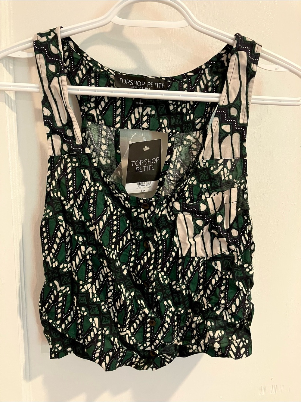 Topshop pattern crop tank top. Size US 4. New with tags